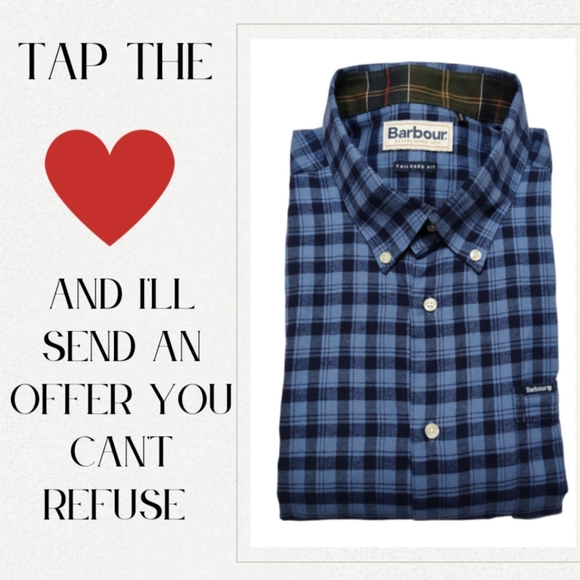 Barbour Other - Barbour Tailored Fit Navy Cotton Checked Casual Button Down Shirt Size XL